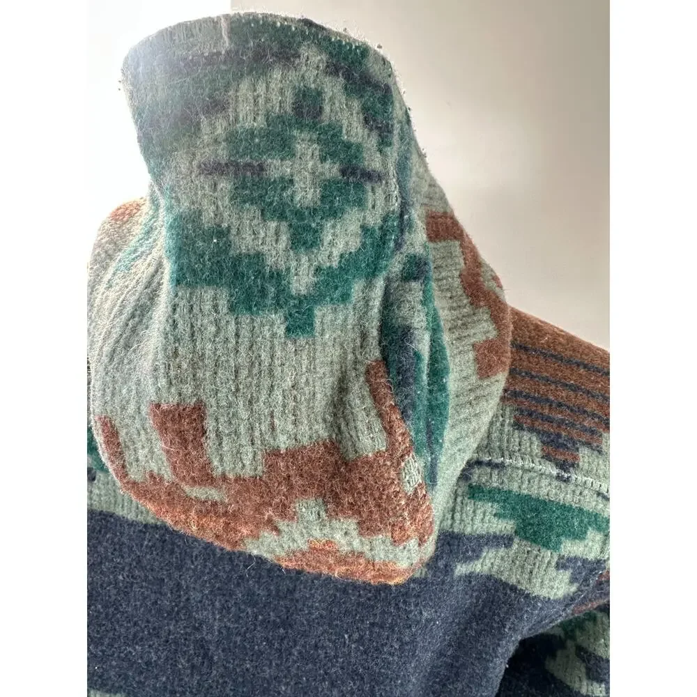 Vintage Woolrich Woman Southwestern Aztec Blanket Style Jacket Zip Hooded Medium - Picture 13 of 16